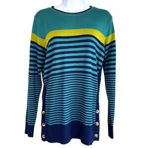 ISLE Womens Striped Long‎ Sleeve Sweater UK Size S Preppy Coastal Nautical Work